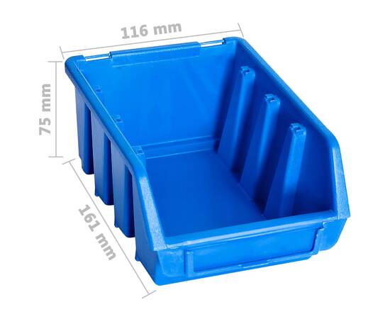 Cutii de depozitare stivuibile, 20 buc., albastru, plastic, 4 image