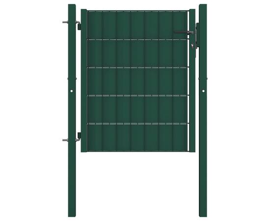 Poartă de gard, verde, 100x101 cm, pvc și oțel