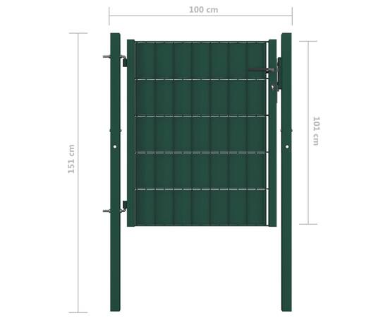 Poartă de gard, verde, 100x101 cm, pvc și oțel, 4 image