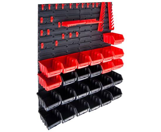 Set cutii depozitare 29 piese cu panouri de perete, roșu&negru