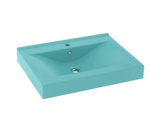 Chiuvetă baie lux, orificiu robinet verde mat 60x46 cm ceramică, 2 image