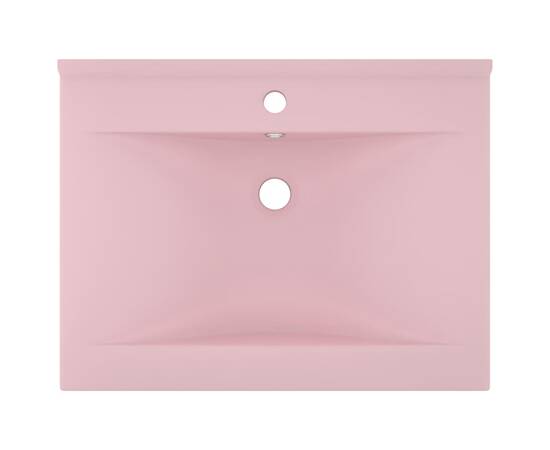 Chiuvetă baie lux orificiu robinet roz mat 60x46 cm ceramică, 3 image