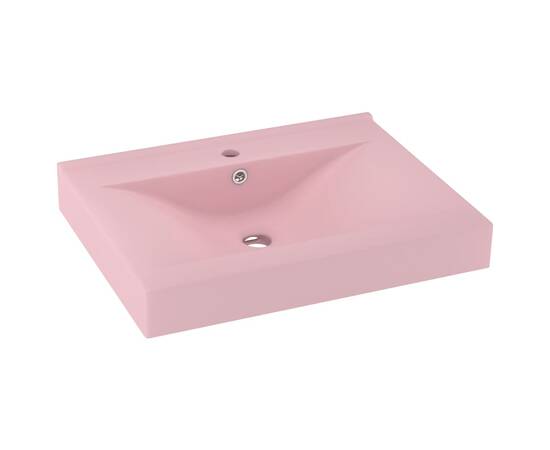 Chiuvetă baie lux orificiu robinet roz mat 60x46 cm ceramică, 2 image