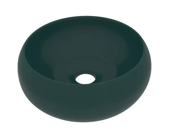 Chiuvetă baie lux verde închis mat 40x15 cm ceramică rotund, 2 image