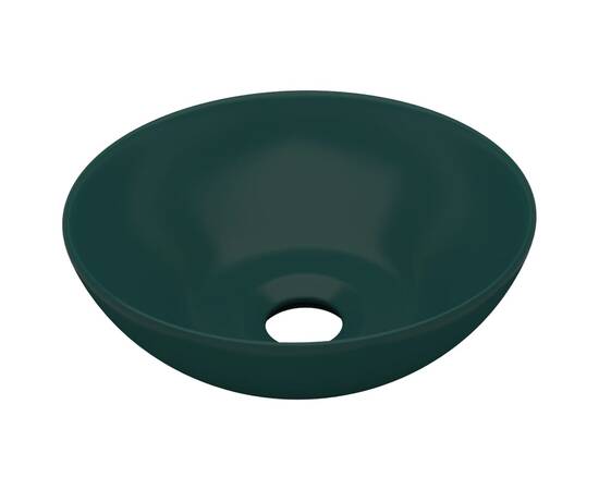 Chiuvetă de baie, verde închis, ceramică, rotund, 2 image