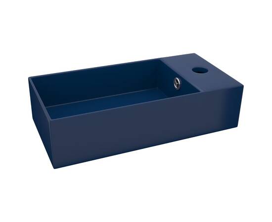 Chiuvetă de baie cu preaplin, albastru închis, ceramică, 2 image