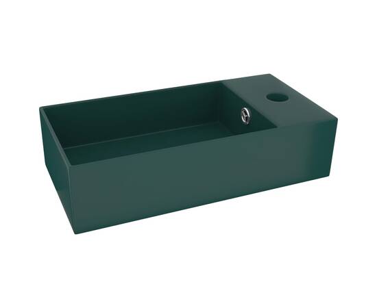 Chiuvetă de baie cu preaplin, verde închis, ceramică, 2 image