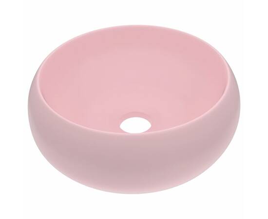 Chiuvetă de baie lux roz mat 40x15 cm ceramică rotund, 2 image