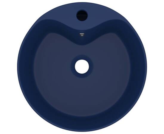 Chiuvetă de lux cu preaplin, albastru mat, 36 x 13 cm, ceramică, 3 image