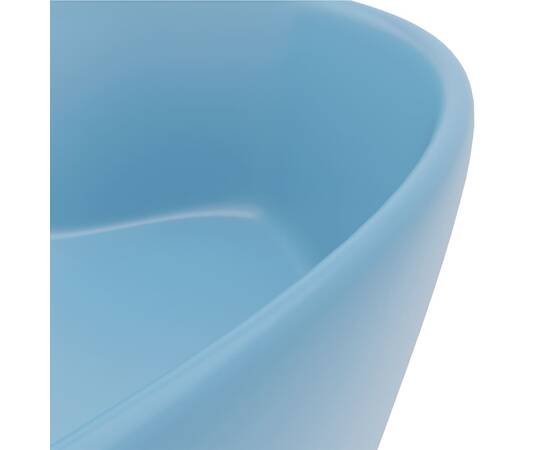 Chiuvetă de lux cu preaplin, bleu mat, 36x13 cm, ceramică, 6 image