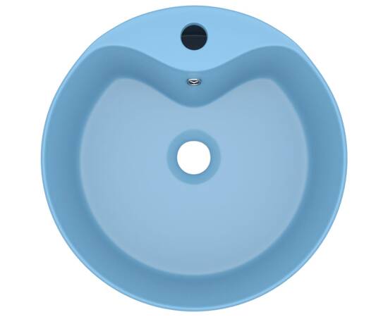 Chiuvetă de lux cu preaplin, bleu mat, 36x13 cm, ceramică, 3 image