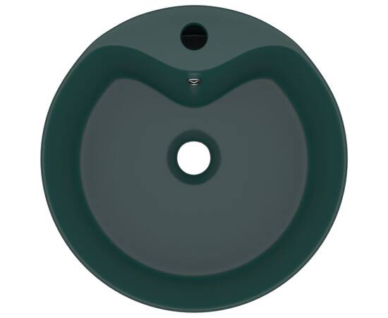 Chiuvetă de lux cu preaplin verde închis mat 36x13 cm ceramică, 3 image