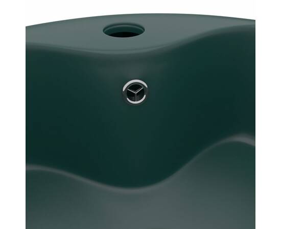 Chiuvetă de lux cu preaplin verde închis mat 36x13 cm ceramică, 5 image
