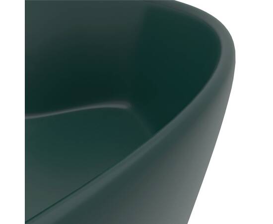 Chiuvetă de lux cu preaplin verde închis mat 36x13 cm ceramică, 6 image