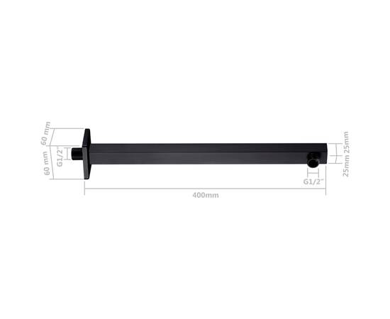 Braț suport de duș, pătrat, negru, 40 cm, oțel inoxidabil 201, 6 image