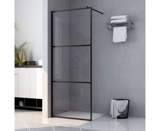 Paravan duș walk-in, negru, 80x195 cm, sticlă esg transparentă