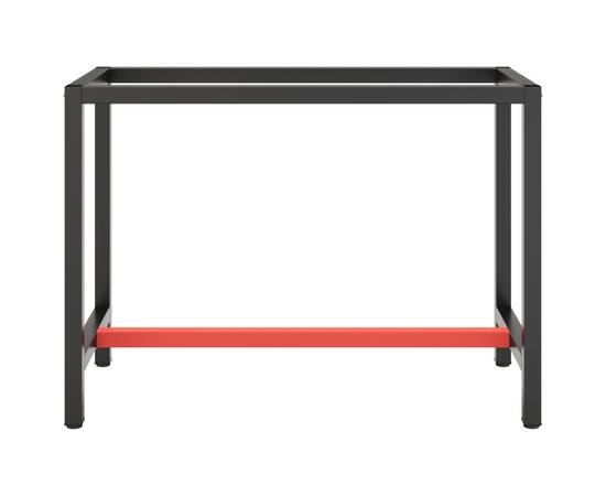 Cadru banc de lucru, negru mat/roșu mat, 110x50x79 cm, metal, 3 image