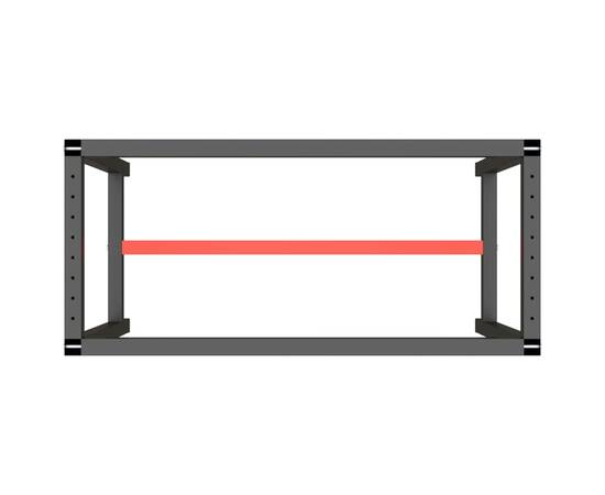 Cadru banc de lucru, negru mat/roșu mat, 110x50x79 cm, metal, 5 image