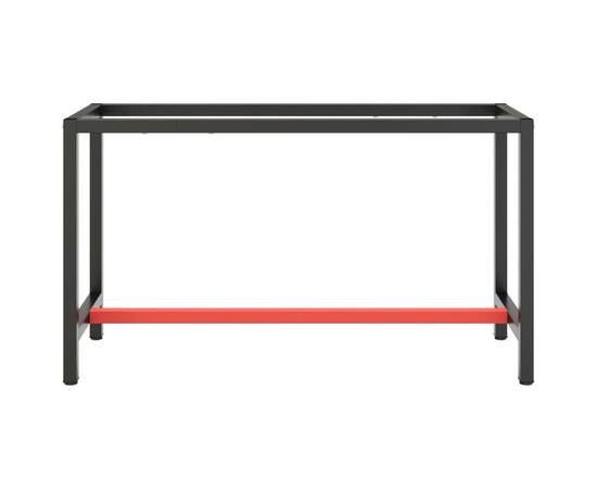 Cadru banc de lucru, negru mat/roșu mat, 140x50x79 cm, metal, 3 image