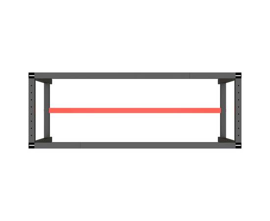 Cadru banc de lucru, negru mat/roșu mat, 140x50x79 cm, metal, 5 image
