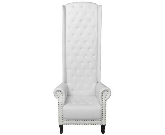 Scaun cu spătar înalt, alb, piele ecologică, 3 image