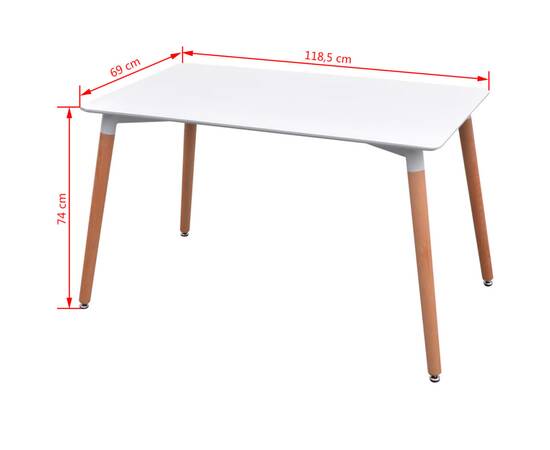 Set masă și scaune de bucătărie, alb și gri deschis, 7 piese, 8 image