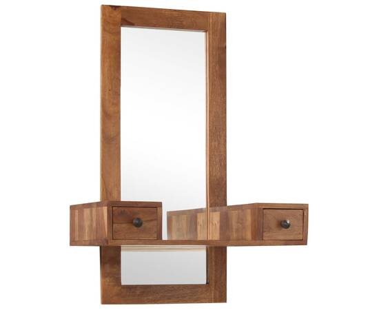 Oglindă cosmetică cu 2 sertare, lemn masiv de sheesham, 2 image