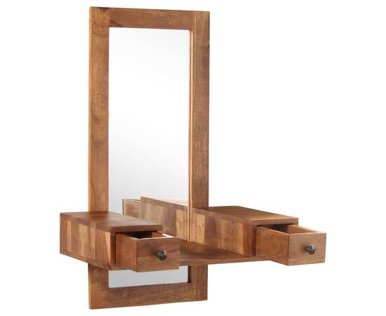 Oglindă cosmetică cu 2 sertare, lemn masiv de sheesham, 4 image
