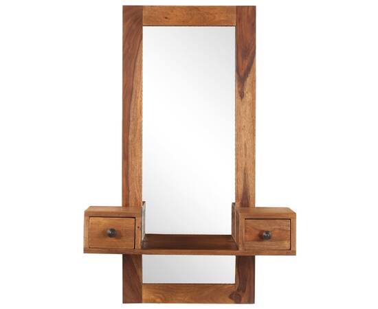 Oglindă cosmetică cu 2 sertare, lemn masiv de sheesham, 3 image