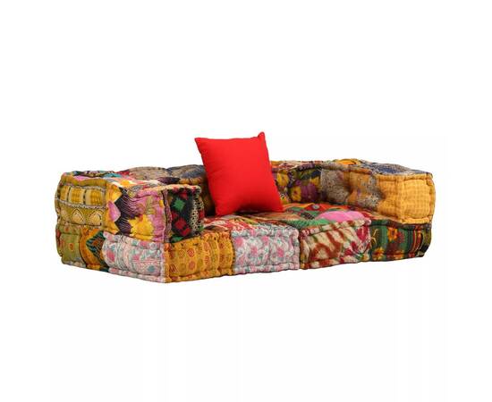 Canapea puf modulară cu 2 locuri, petice, material textil