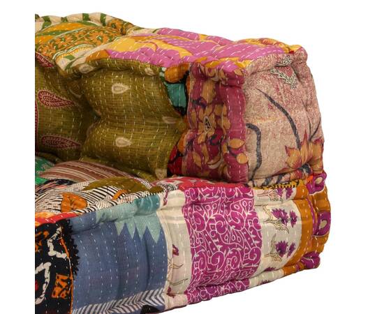 Canapea puf modulară cu 2 locuri, petice, material textil, 7 image