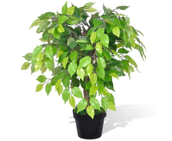 Ficus pitic artificial cu aspect natural și ghiveci, 60 cm
