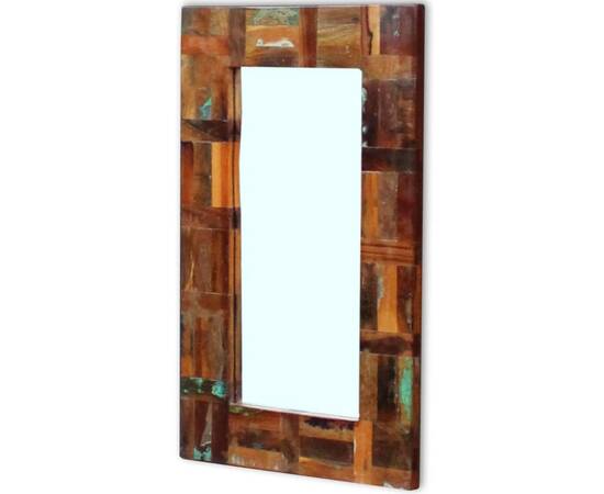 Oglindă, 80x50 cm, lemn masiv reciclat, 2 image