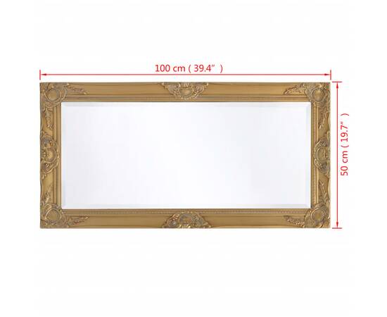 Oglindă de perete în stil baroc, 100 x 50 cm, auriu, 9 image