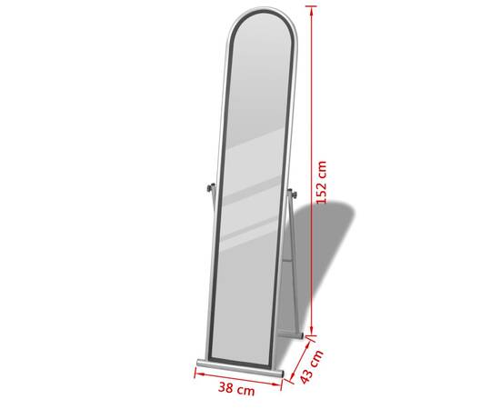 Oglindă de podea cu suport rectangulară gri, 6 image
