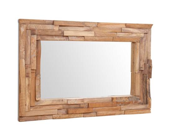 Oglindă decorativă din lemn de tec, 90 x 60 cm, dreptunghiular, 4 image