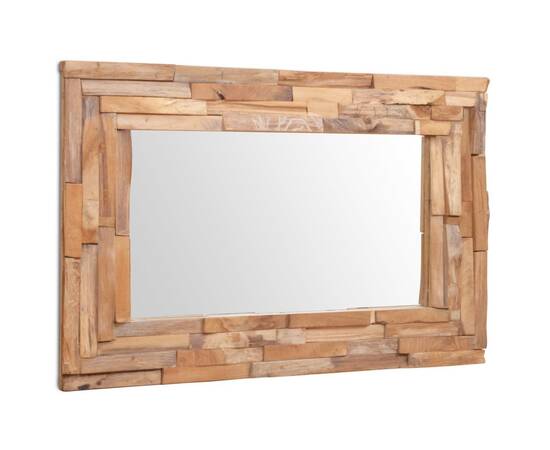 Oglindă decorativă din lemn de tec, 90 x 60 cm, dreptunghiular, 5 image