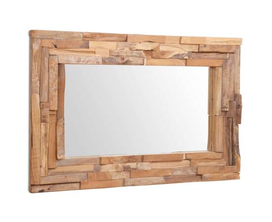 Oglindă decorativă din lemn de tec, 90 x 60 cm, dreptunghiular, 3 image