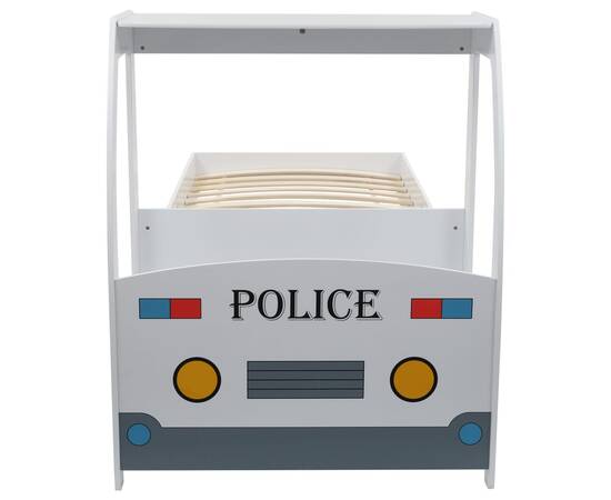 Pat copii mașină poliție, saltea cu spumă de memorie 90x200 cm, 7 image