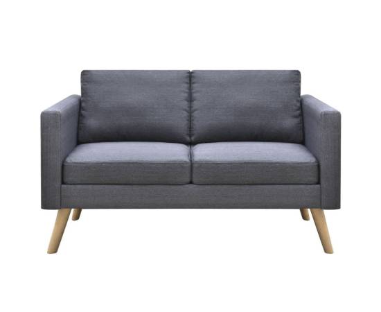 Canapea cu 2 locuri, material textil, gri închis, 3 image