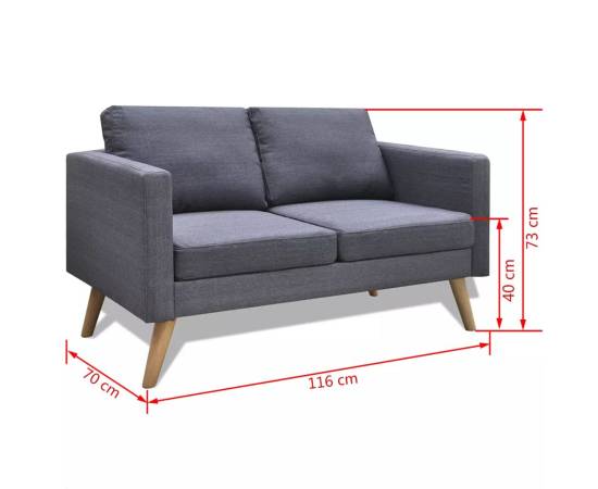 Canapea cu 2 locuri, material textil, gri închis, 5 image
