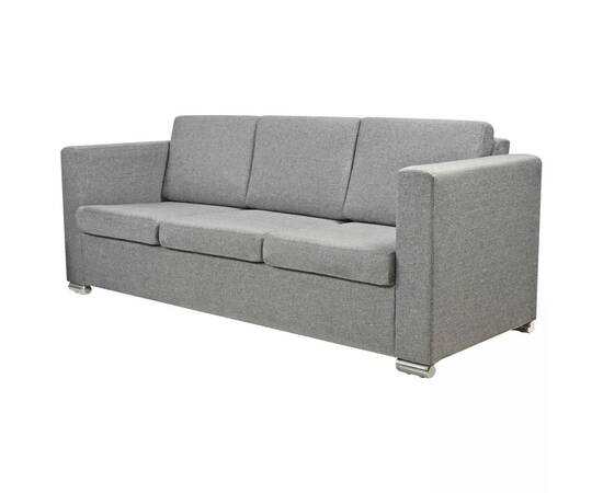 Canapea cu 3 locuri, gri deschis, material textil, 2 image