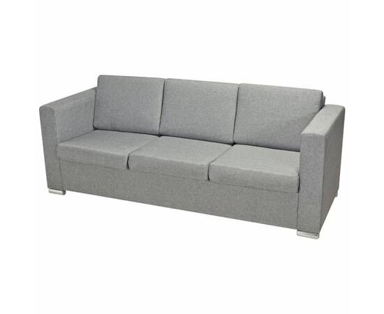 Canapea cu 3 locuri, gri deschis, material textil, 3 image