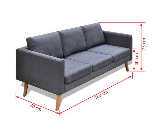 Canapea cu 3 locuri, material textil, gri închis, 5 image