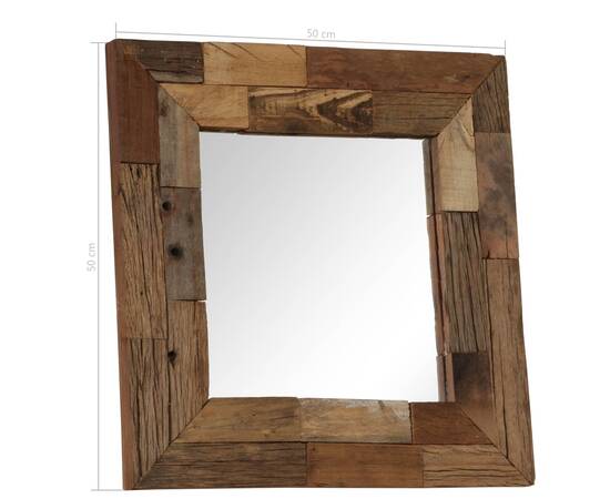 Oglindă, 50 x 50 cm, lemn masiv reciclat, 11 image