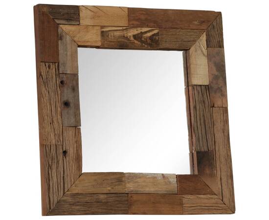 Oglindă, 50 x 50 cm, lemn masiv reciclat, 2 image