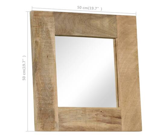 Oglindă, lemn masiv de mango, 50 x 50 cm, 11 image