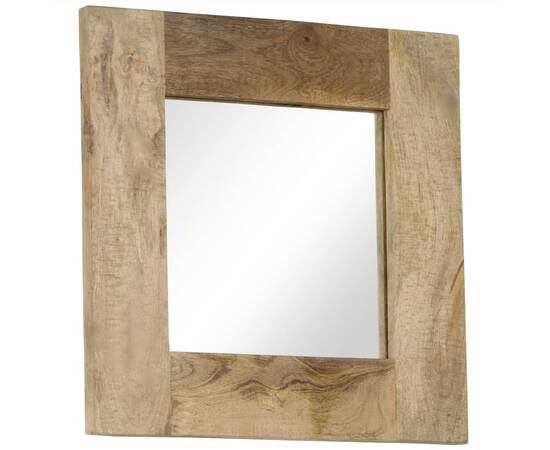 Oglindă, lemn masiv de mango, 50 x 50 cm, 7 image