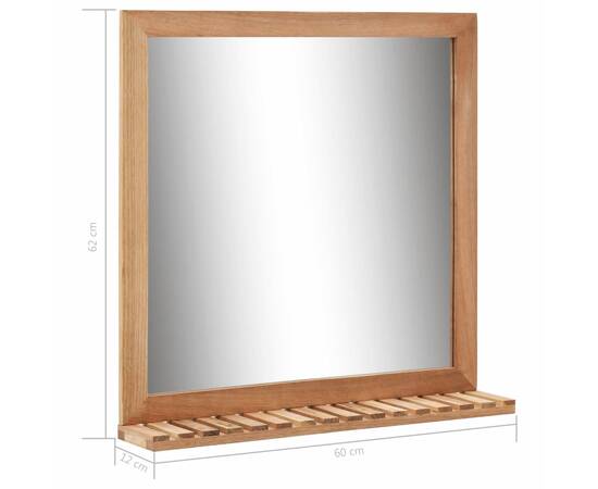 Oglindă de baie, 60 x 12 x 62 cm, lemn masiv de nuc, 7 image