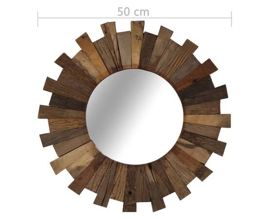 Oglindă de perete, 50 cm, lemn masiv reciclat, 10 image